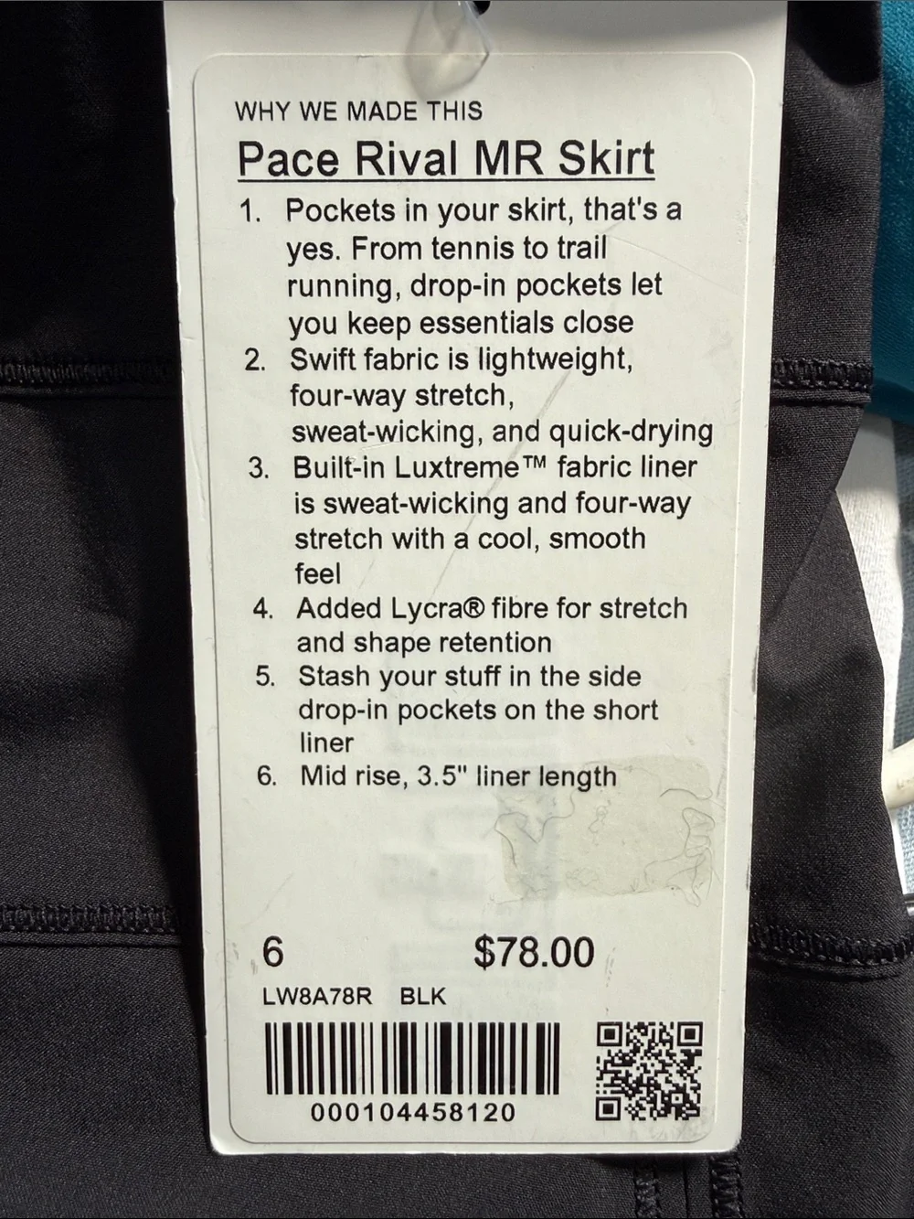 lululemon athletica Black Pace Rival MR Skirt - Picture 2 of 6